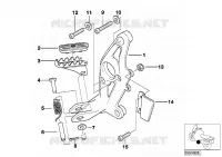 Piastra d.poggiapiedi/poggiapiedi anter. per BMW Motorrad R 1150 GS 00 dal 1998