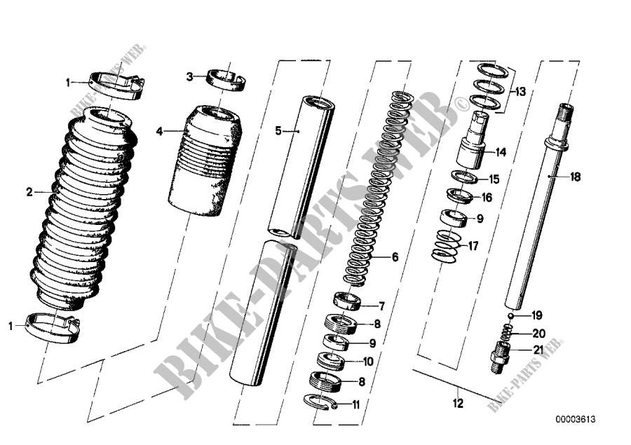 Tubo verticale d.forcella/amortiz./molla per BMW Motorrad R 90 S dal 1975